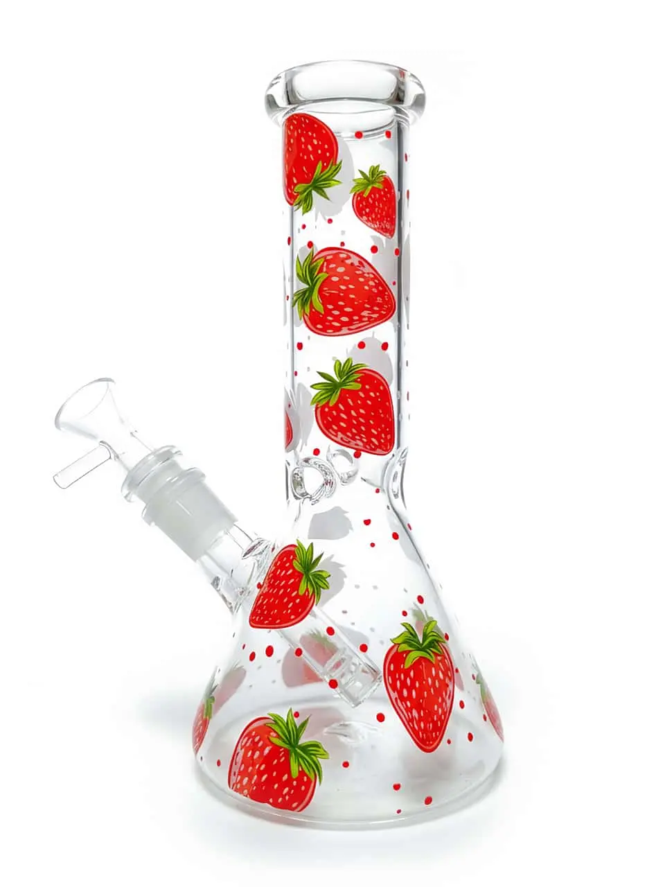 8 Inch Strawberry Polka Dot Mini Beaker Bong - Image 2