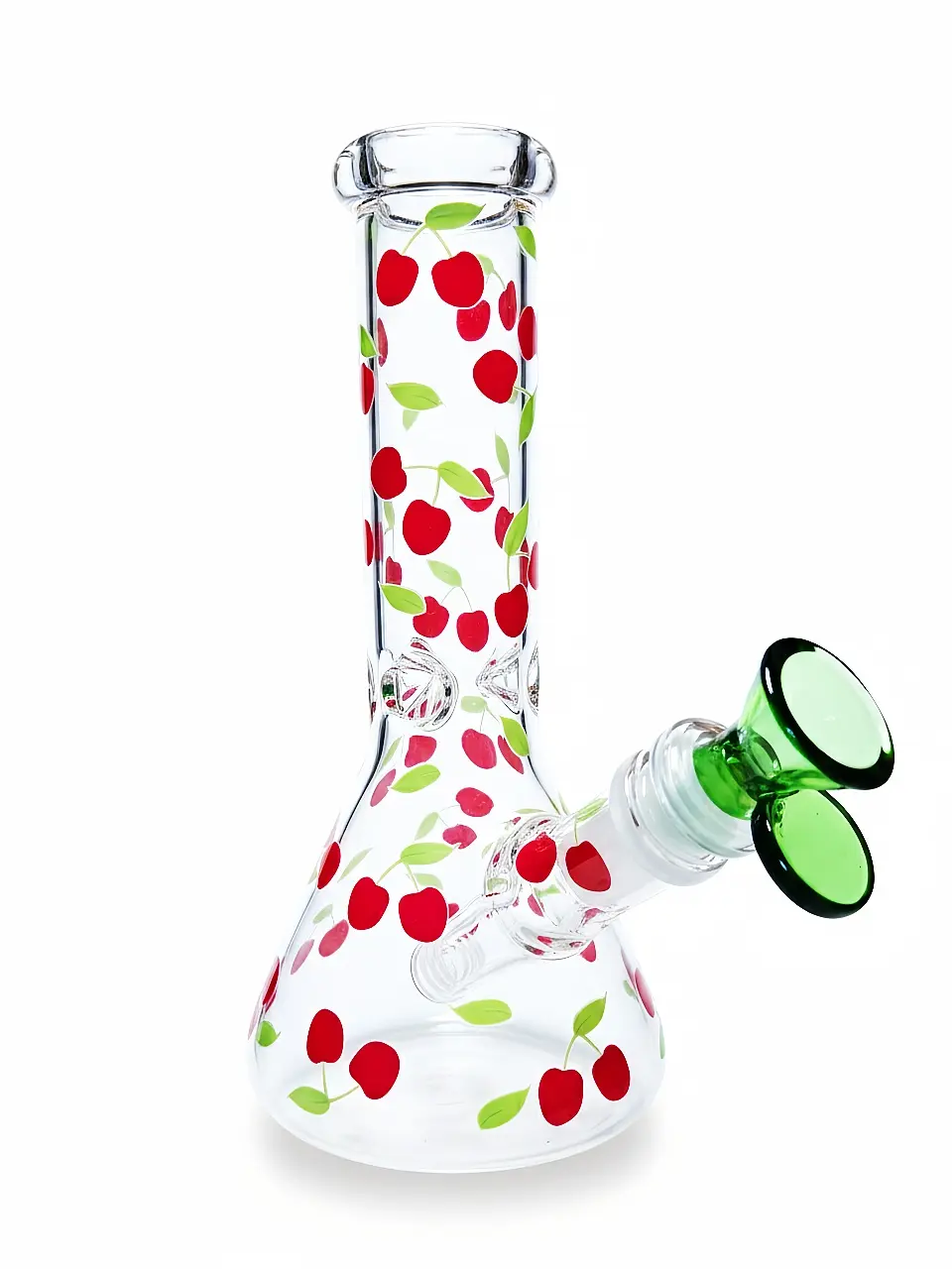 8 Inch Twin Cherry Pop-Art Mini Beaker Glass Bong - Image 3