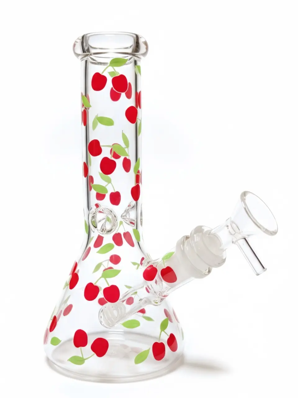 8 Inch Twin Cherry Pop-Art Mini Beaker Glass Bong - Image 4