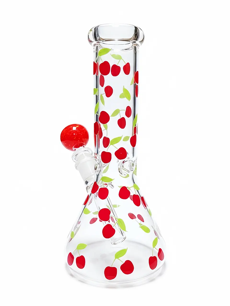 8 Inch Twin Cherry Pop-Art Mini Beaker Glass Bong - Image 2