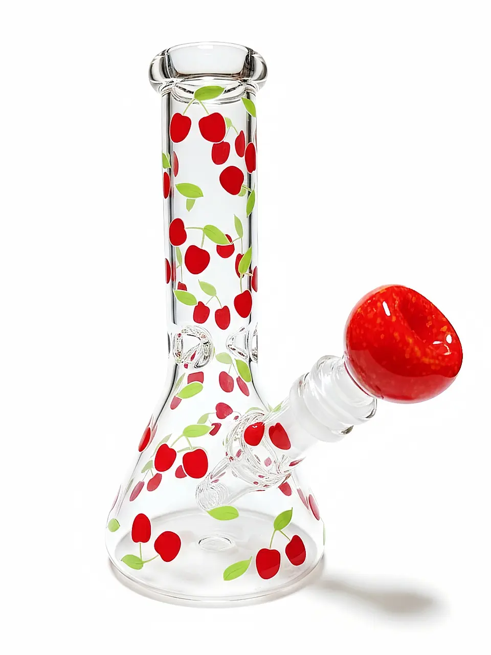8 Inch Twin Cherry Pop-Art Mini Beaker Glass Bong