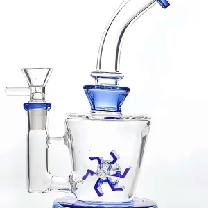8 Inch Windmill Perc Borosilicate Glass Bong - Blue or Green