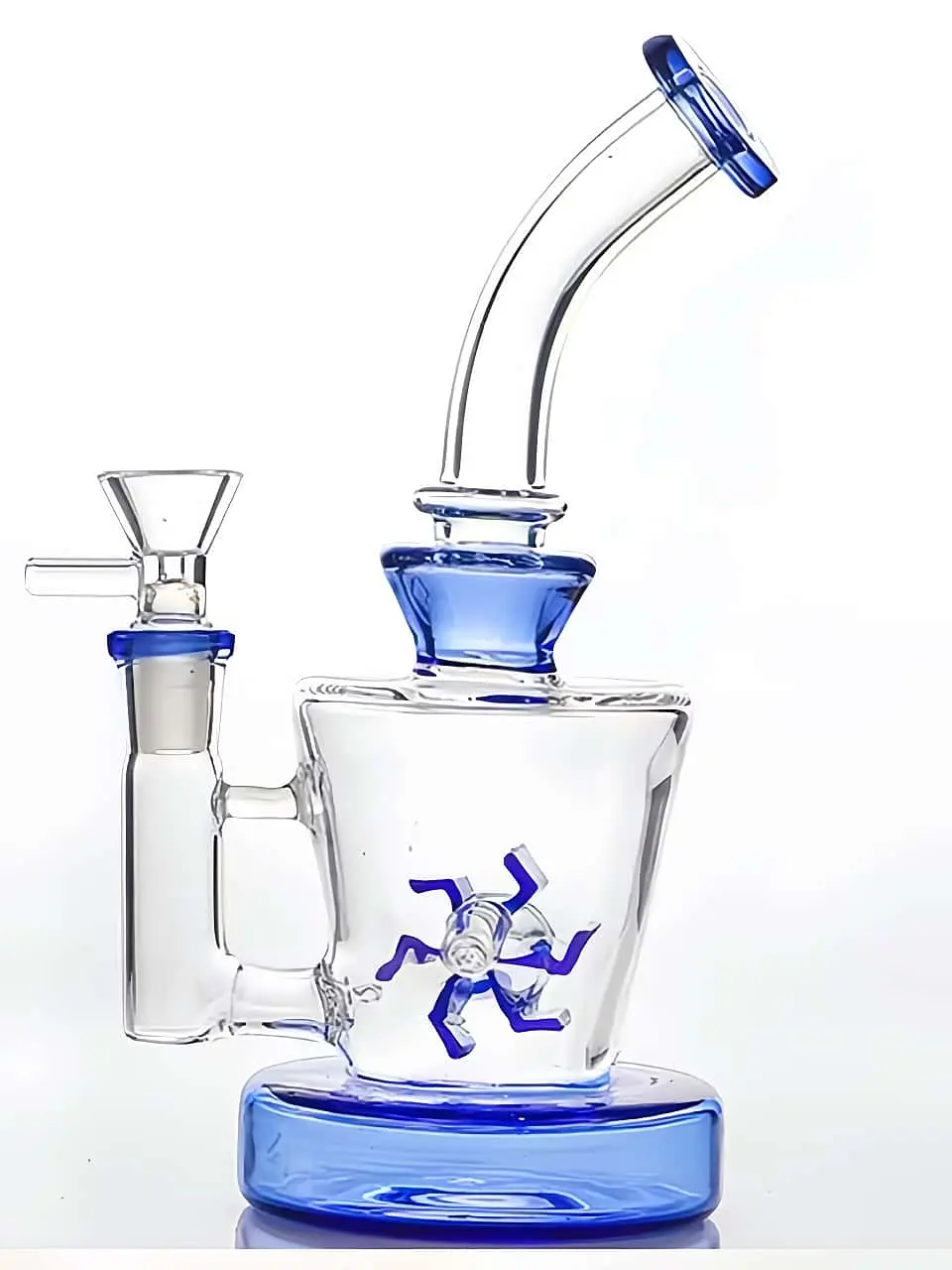 8 Inch Windmill Perc Borosilicate Glass Bong - Blue or Green