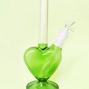 9.5-Inch Green Heart-Shaped Borosilicate Glass Bong