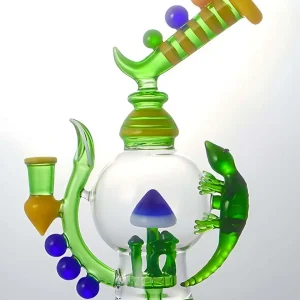 9 Inch Jungle Lizard & Mushroom Percolator Glass Bong