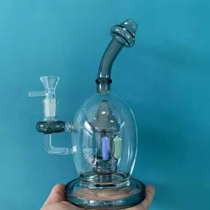 9-Inch Mystic Gray Mushroom Perc Glass Bong