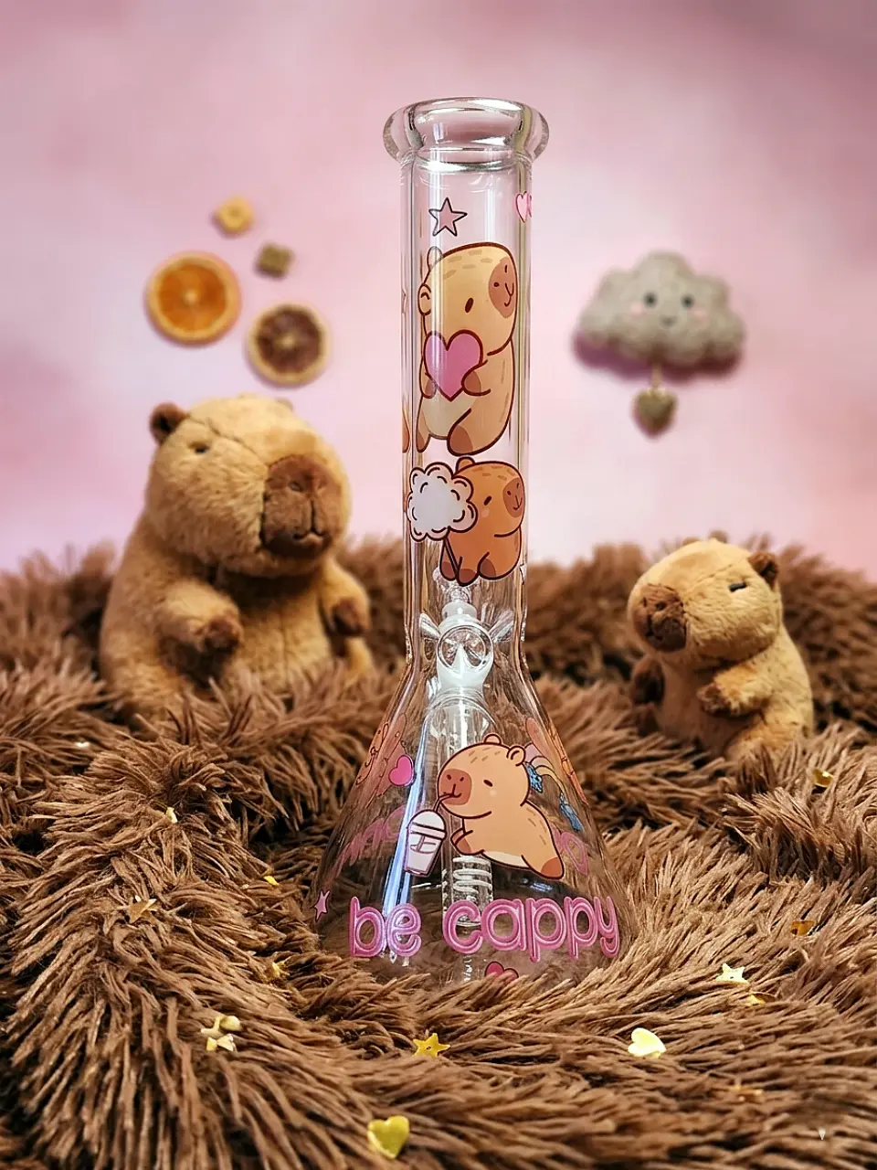 10-Inch Capybara Heart Beaker Bong with Aqua Blue Graphics - Image 6