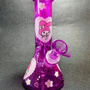 8-Inch My Melody Lace Heart Iridescent Purple Glass Beaker Bong