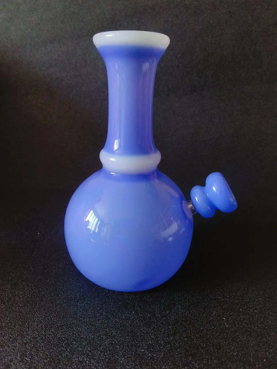 8-Inch Opaline Milky Blue Vase-Style Glass Bong - Image 2