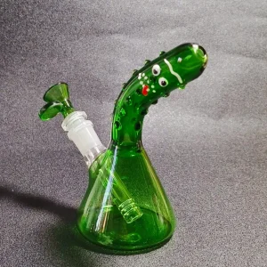 6 Inch Pickle Rick 3D Handcrafted Beaker Glass Bong