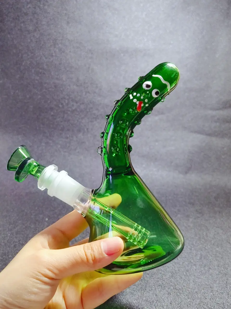 6 Inch Pickle Rick 3D Handcrafted Beaker Glass Bong - Image 3