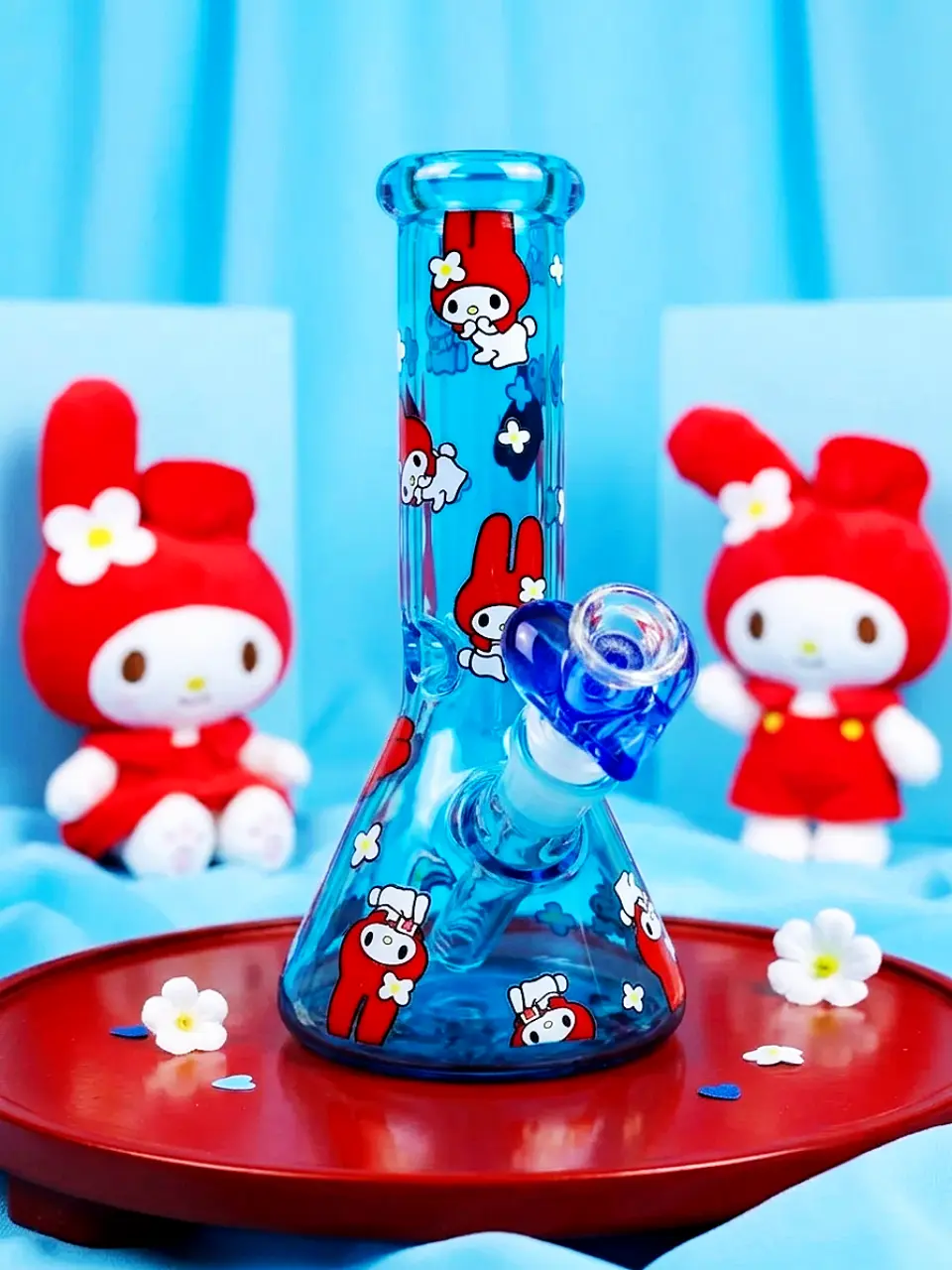 8-Inch Red My Melody Sapphire-Blue Beaker Glass Bong - Image 6