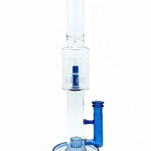 15.5 Inch Blue Seed of Life Double Perc Glass Bong