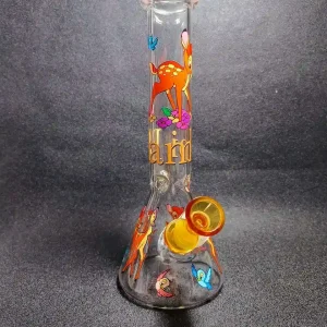 10 Inch Bambi Forest Friends Beaker Bong with Ice Pinches