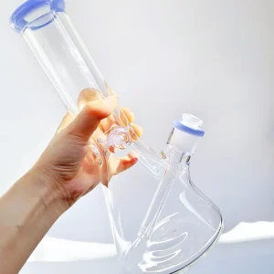 12 Inch 9mm Borosilicate Glass Beaker Bong with Blue Accents
