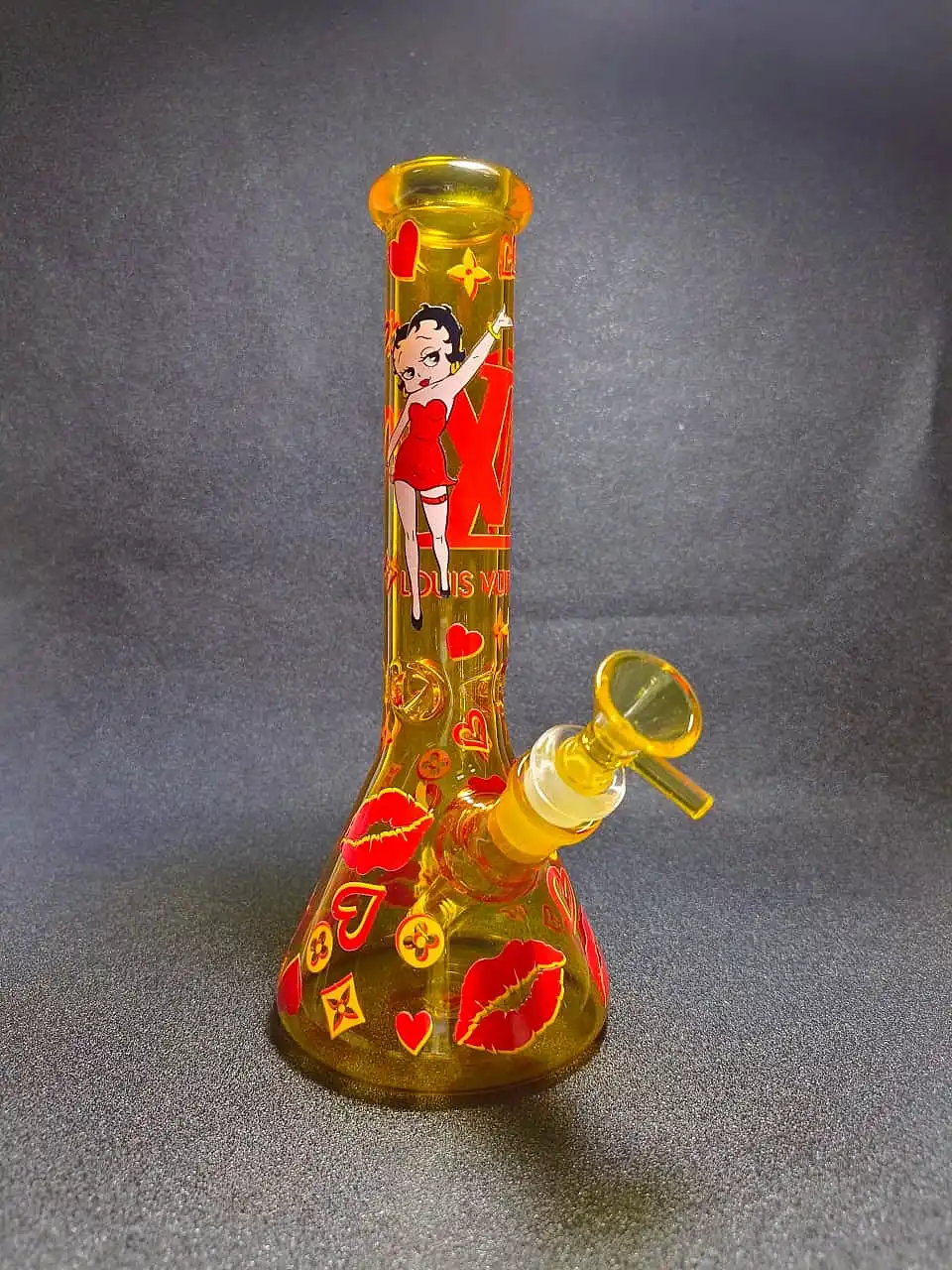Betty Boop Honey Beaker Glass Bong with LV-Inspired Monogram