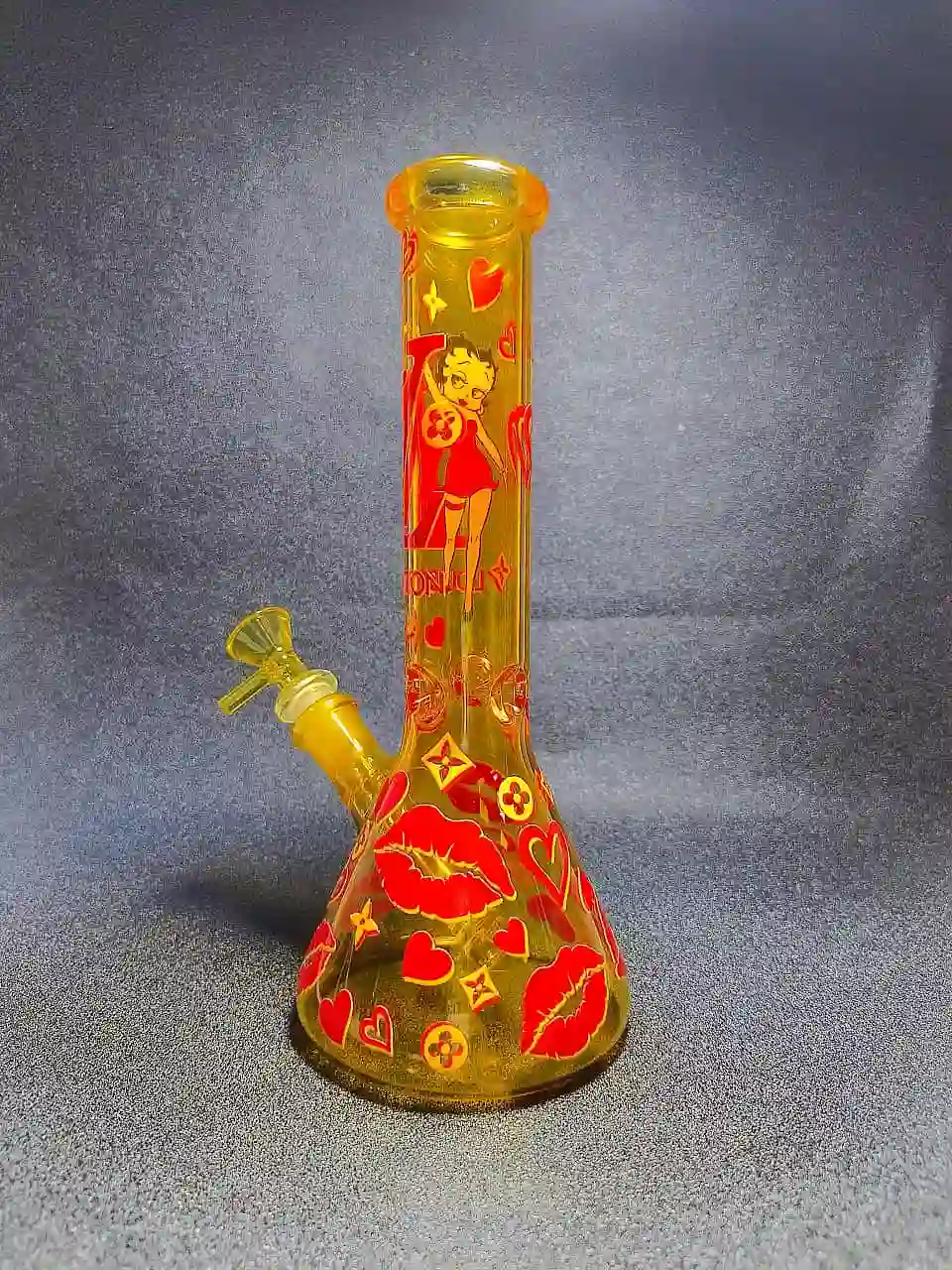 Betty Boop Honey Beaker Glass Bong with LV-Inspired Monogram - Image 3