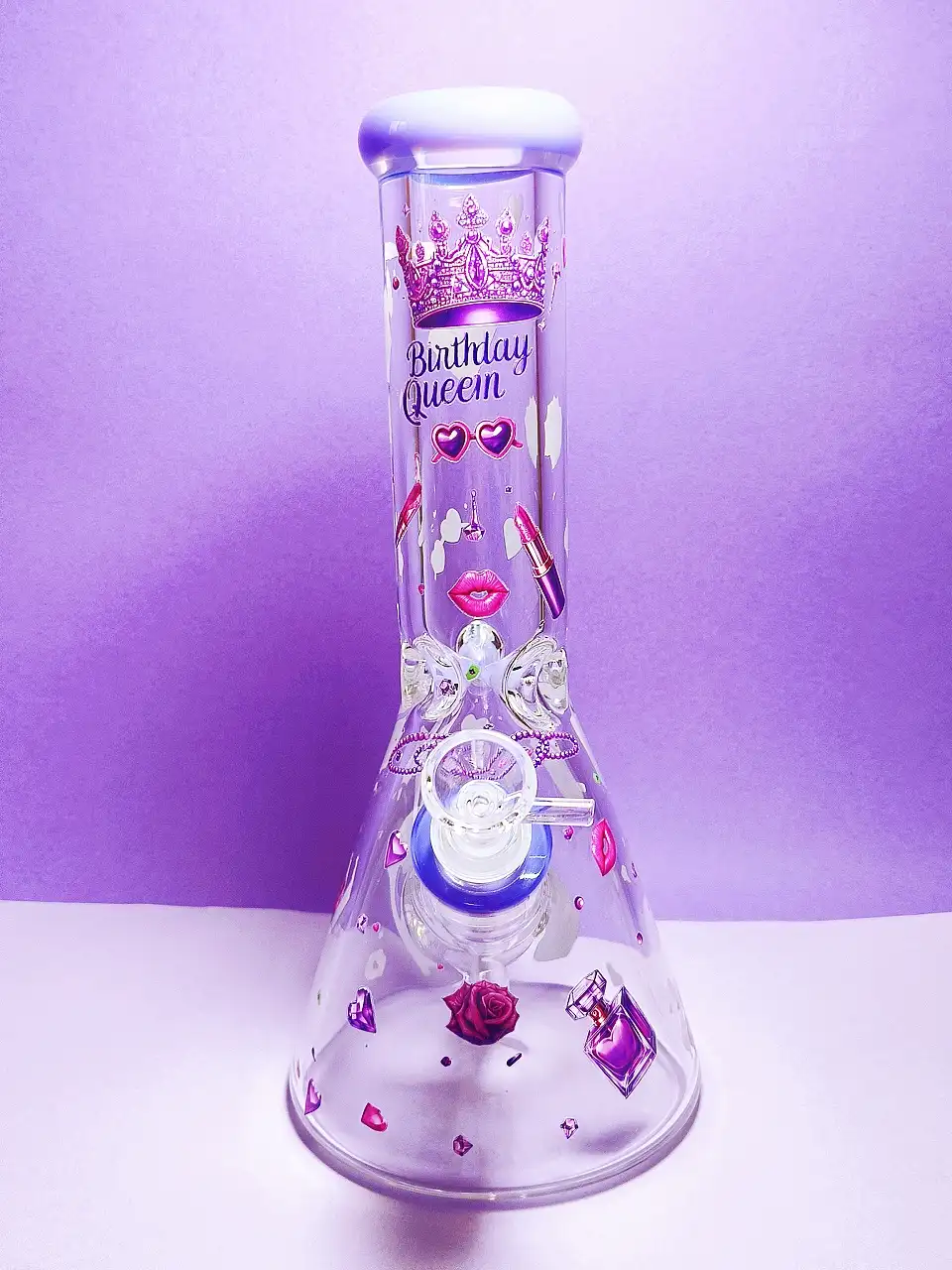 12 Inch Birthday Queen Purple 9mm Borosilicate Glass Beaker Bong