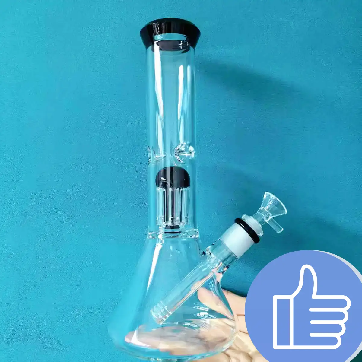 11 Inch Borosilicate Glass Beaker Bong with Tree Perc and Ice Catcher - Image 7