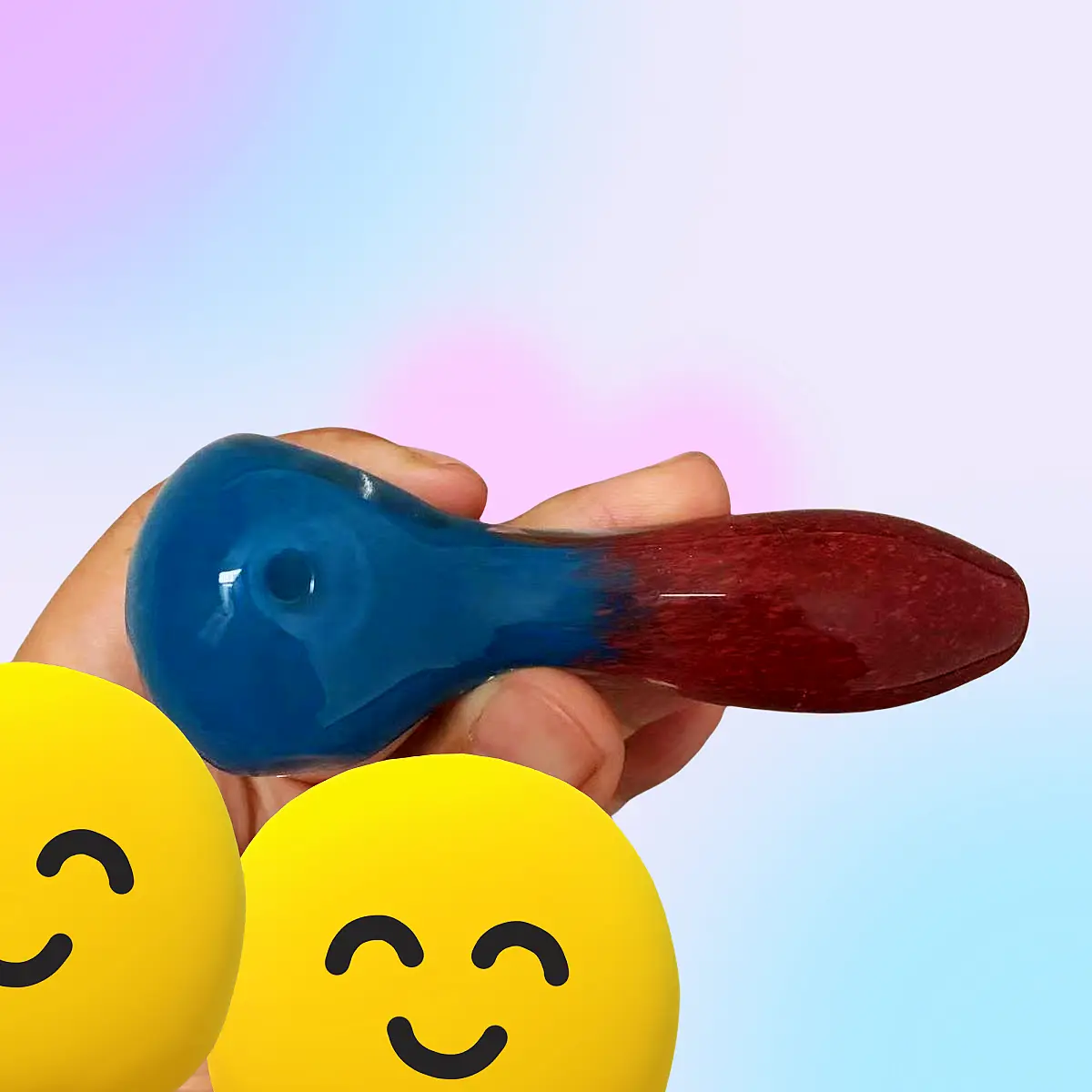 4-Inch Blue to Red Gradient Borosilicate Glass Spoon Pipe - Image 2