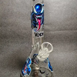 10-Inch Venom Face Beaker Glass Bong with Ice Pinches