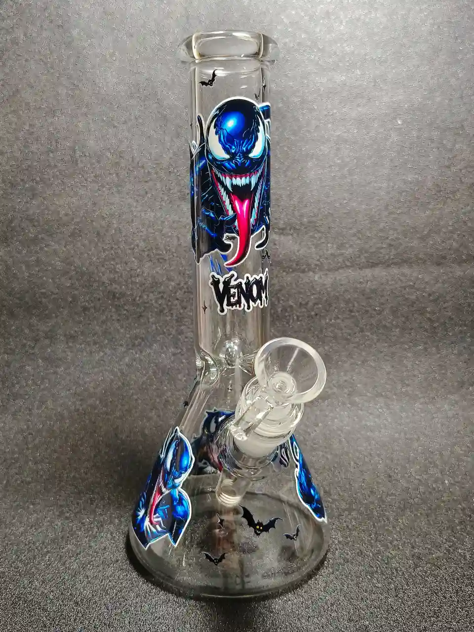 10-Inch Venom Face Beaker Glass Bong with Ice Pinches