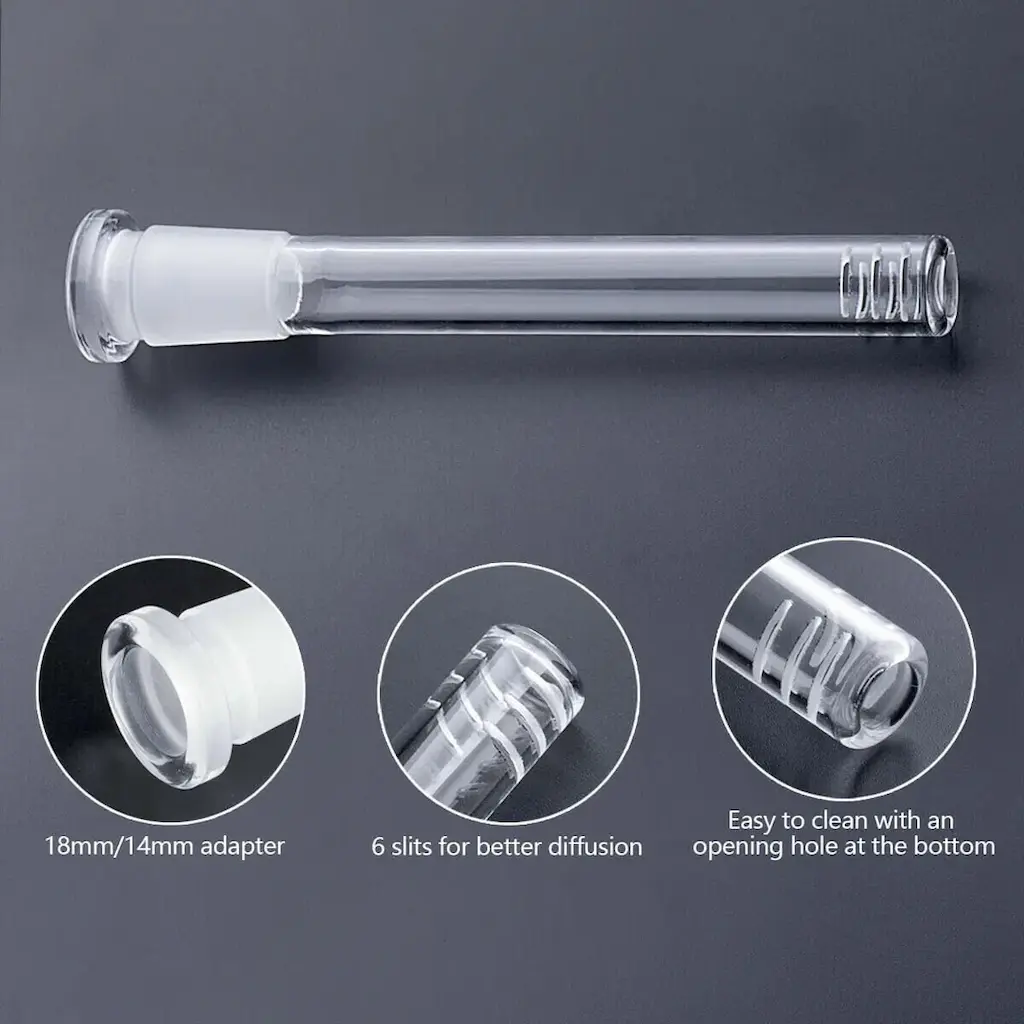 Clear Glass Diffuser Downstem, 18mm to 18mm, Multiple Lengths - Image 3