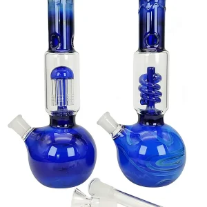 11 Inch Deep Sea Blue Bubble Base Perc Bong