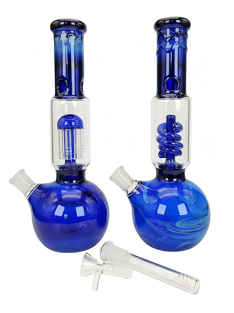 11 Inch Deep Sea Blue Bubble Base Perc Bong