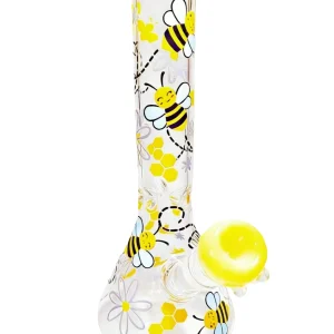 10-Inch Busy Bee & Flower Sunny Beaker Glass Bong
