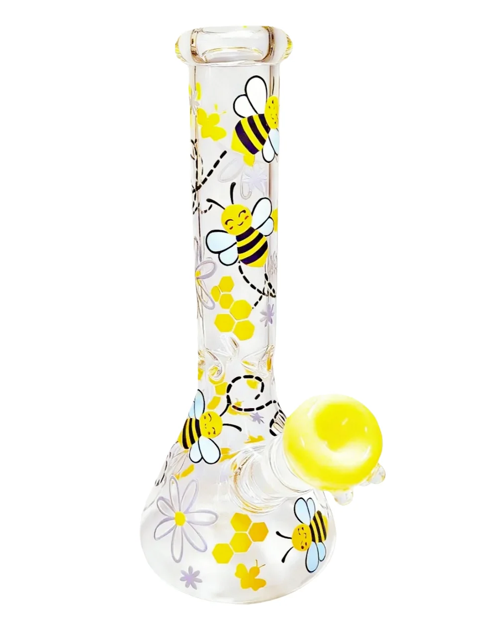 10-Inch Busy Bee & Flower Sunny Beaker Glass Bong