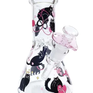 8 Inch 5mm Black Cat Beaker Glass Bong