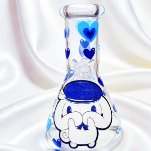 8 Inch 5mm Cinnamoroll Deep Blue Heart Beaker Glass Bong