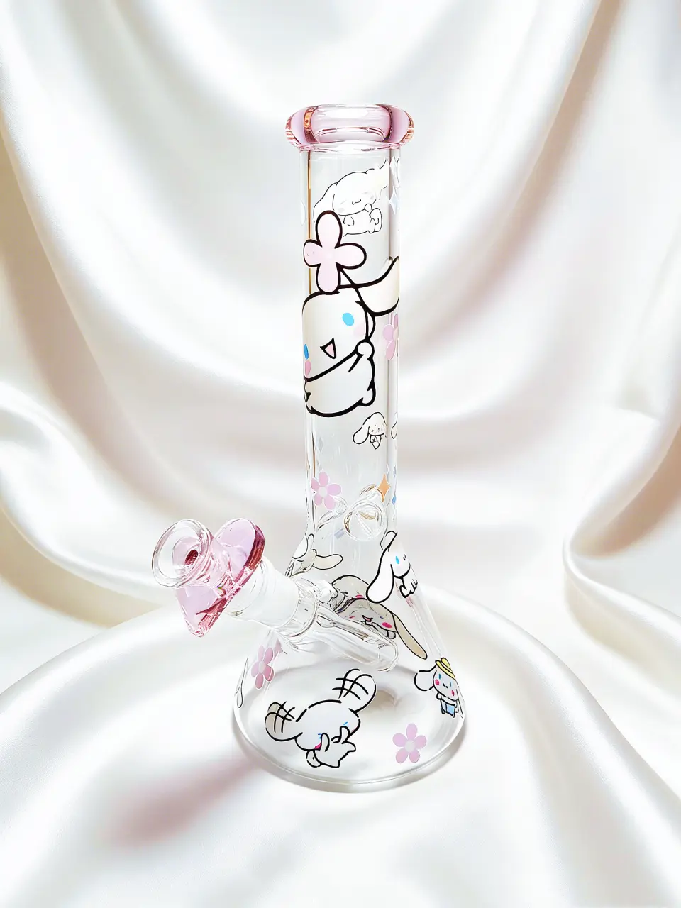 10 Inch Cinnamoroll Cloudy Wishes Soft Pink Beaker Glass Bong - Image 3