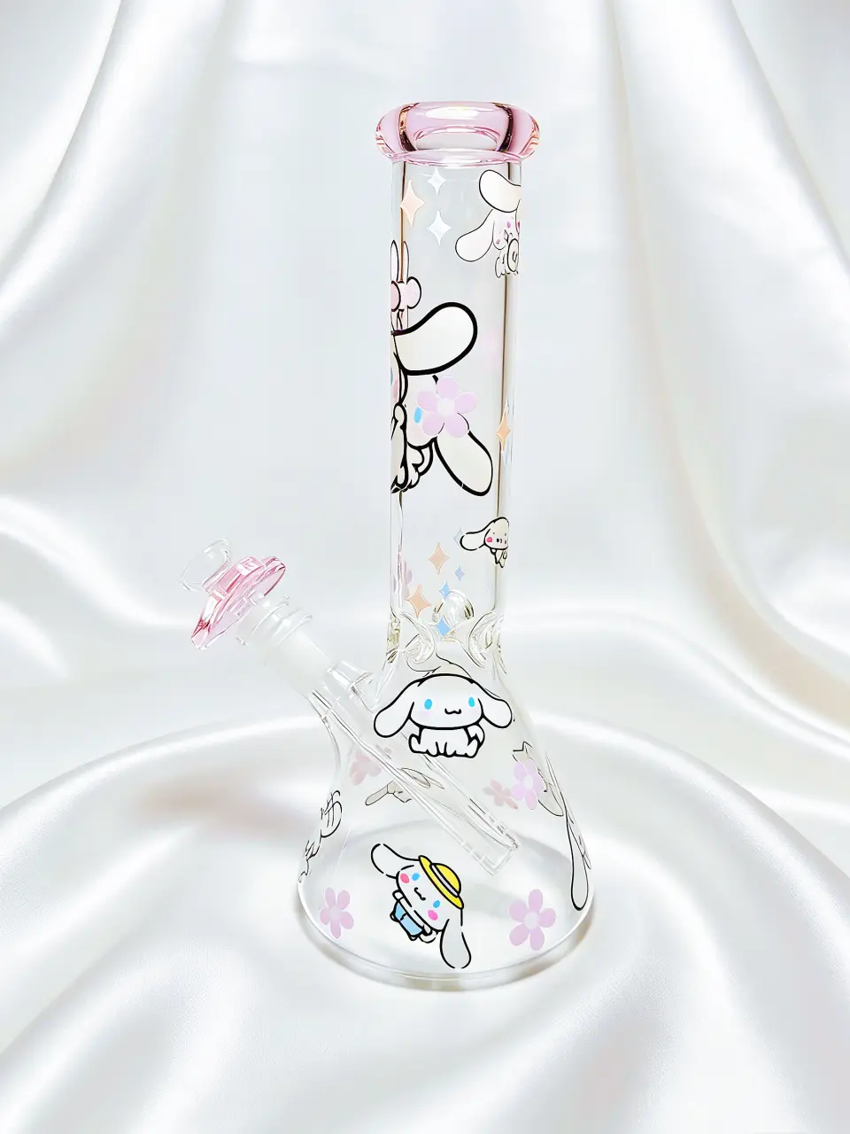 10 Inch Cinnamoroll Cloudy Wishes Soft Pink Beaker Glass Bong - Image 2