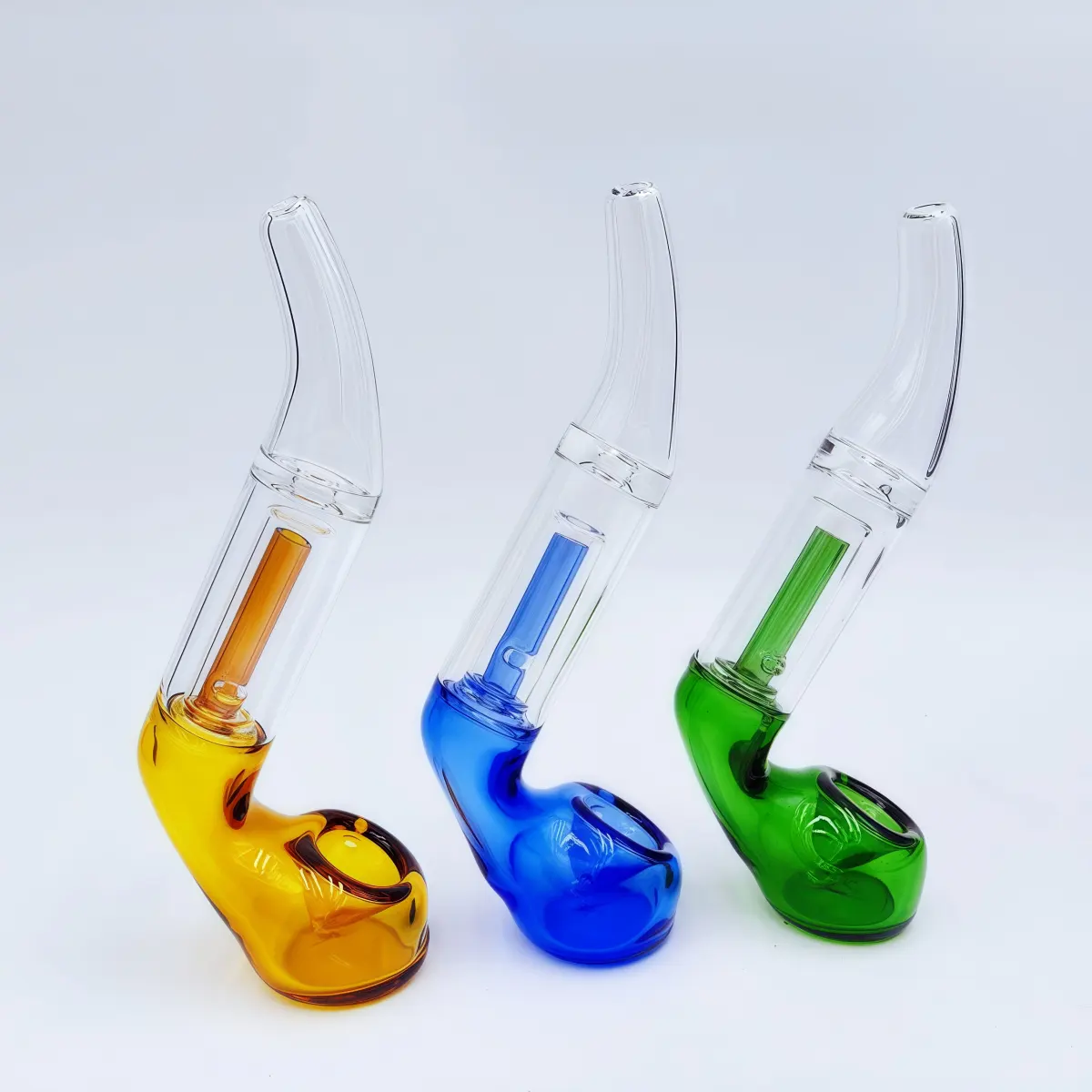 6-Inch Colorful Borosilicate Glass Sherlock Pipe with Percolator