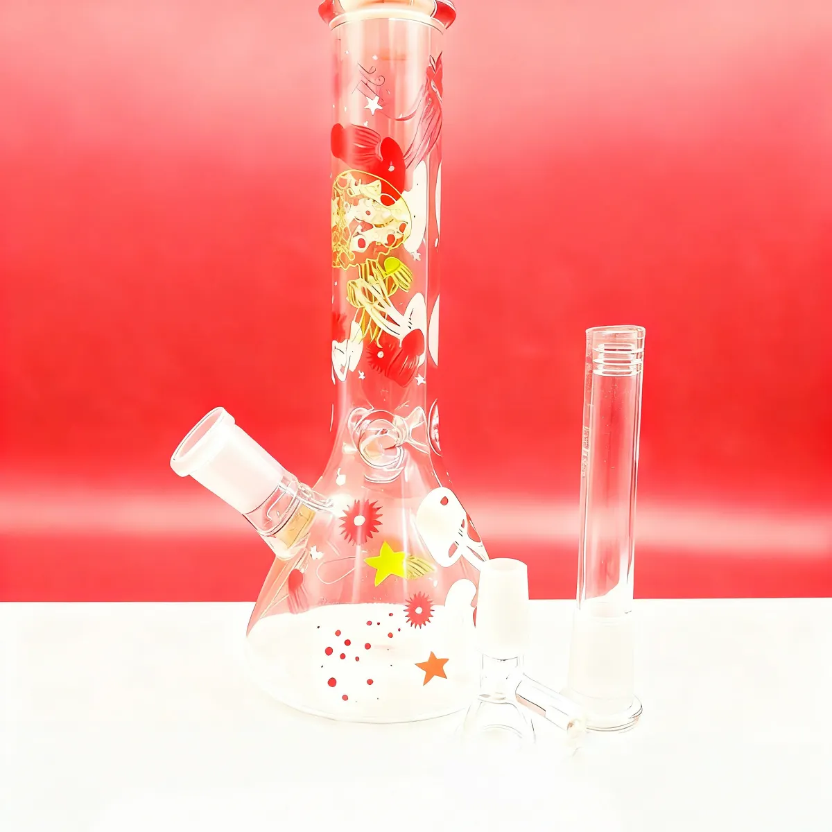 8 Inch Coral Reef Glow-in-the-Dark Jellyfish Beaker Bong
