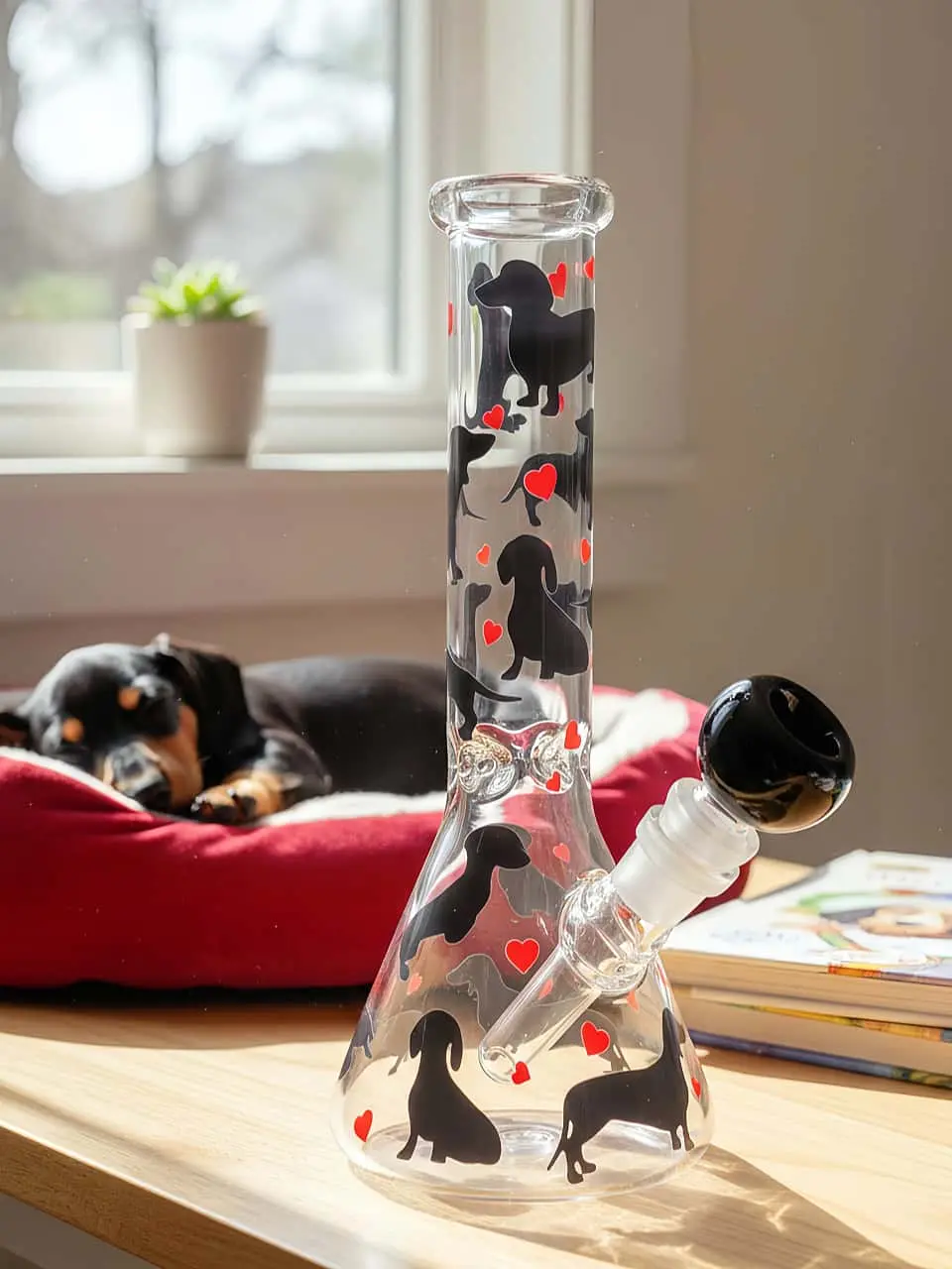 10 Inch Dachshund Pop Art Beaker Glass Bong - Image 4