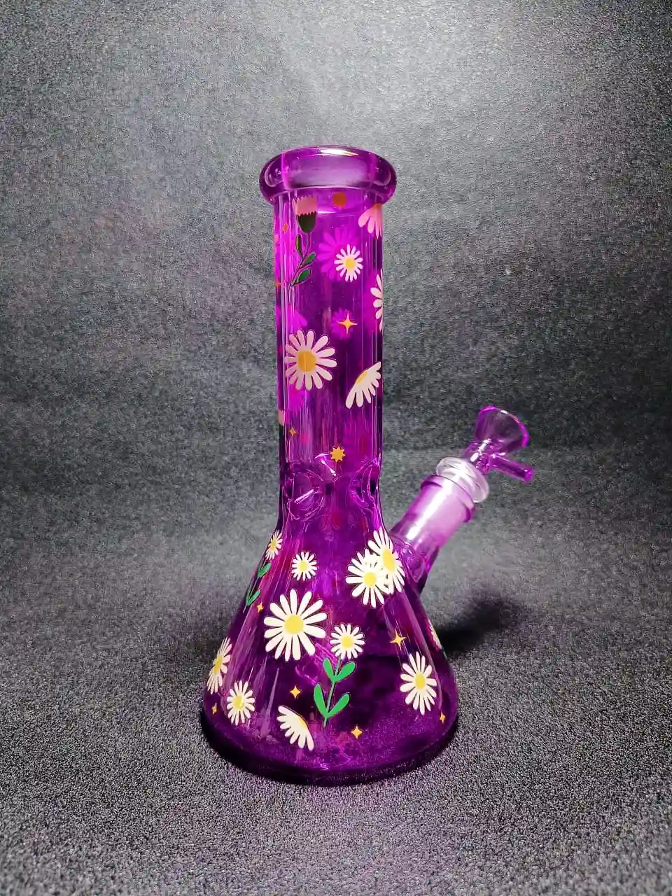 8-Inch Purple Daisy Flower Beaker Glass Bong - Image 2