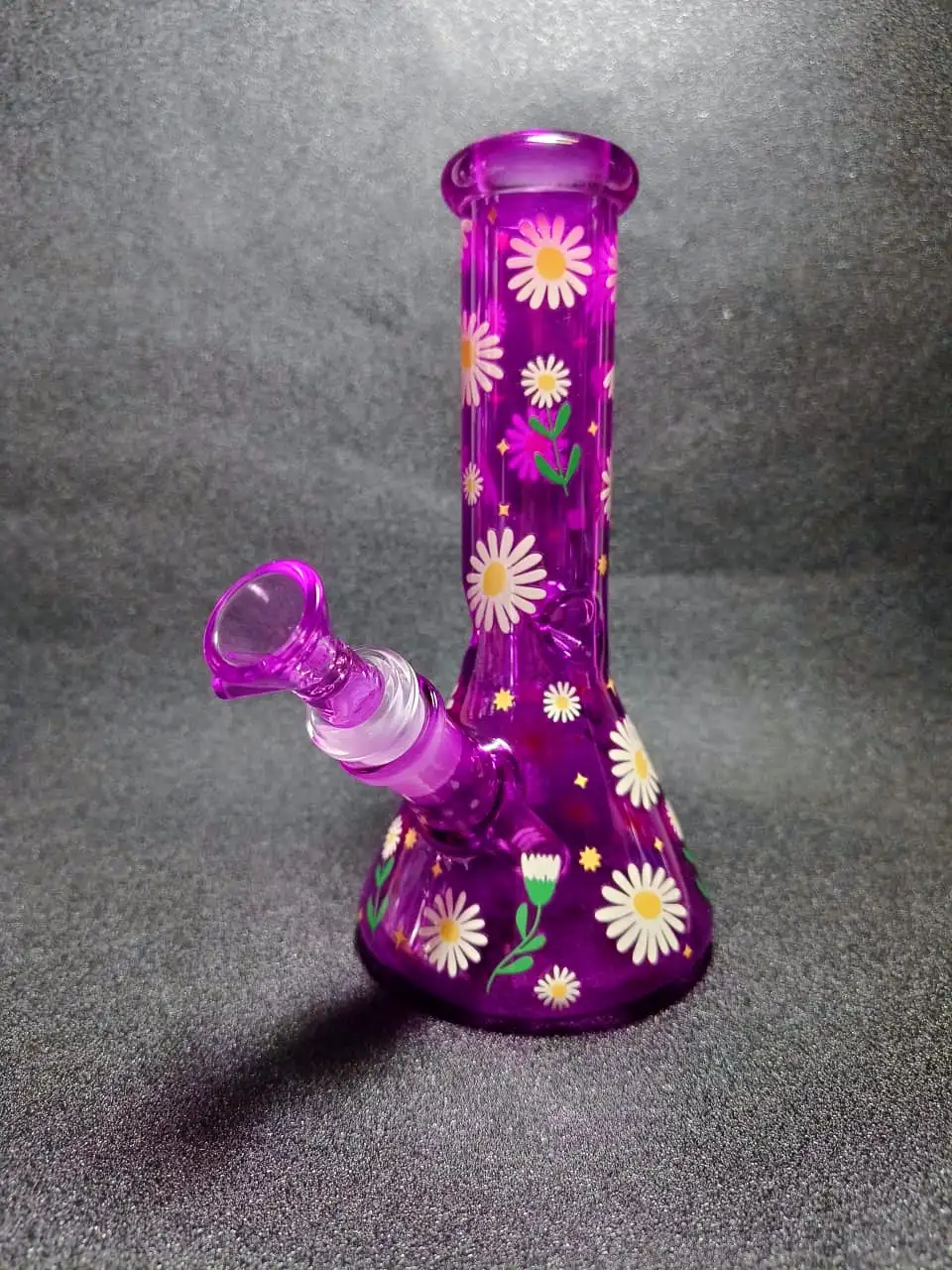 8-Inch Purple Daisy Flower Beaker Glass Bong - Image 4