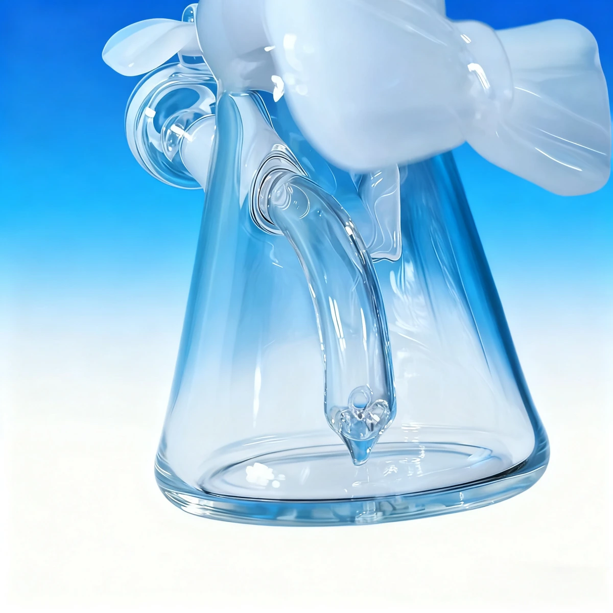 7 Inch Clear Borosilicate Glass Bong with White Bow Accents - Image 2