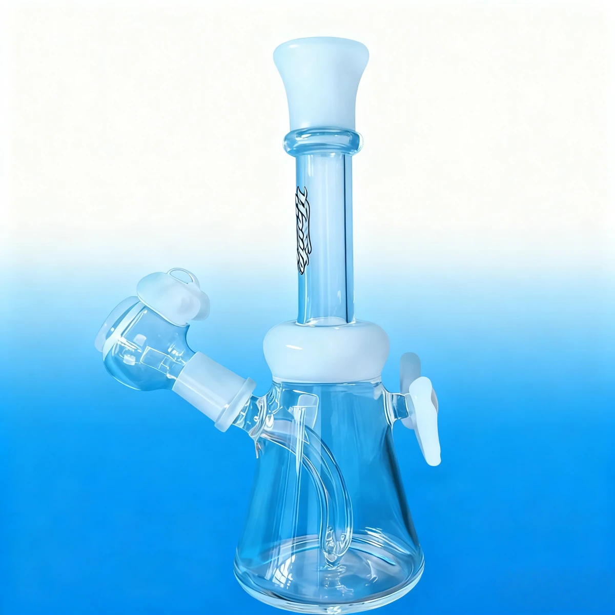 7 Inch Clear Borosilicate Glass Bong with White Bow Accents - Image 3
