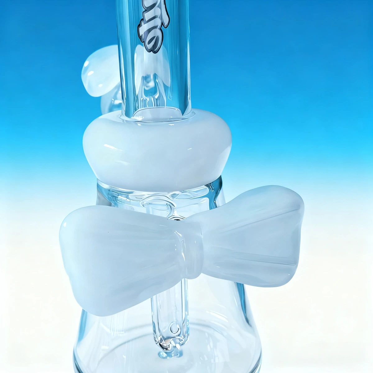 7 Inch Clear Borosilicate Glass Bong with White Bow Accents - Image 5