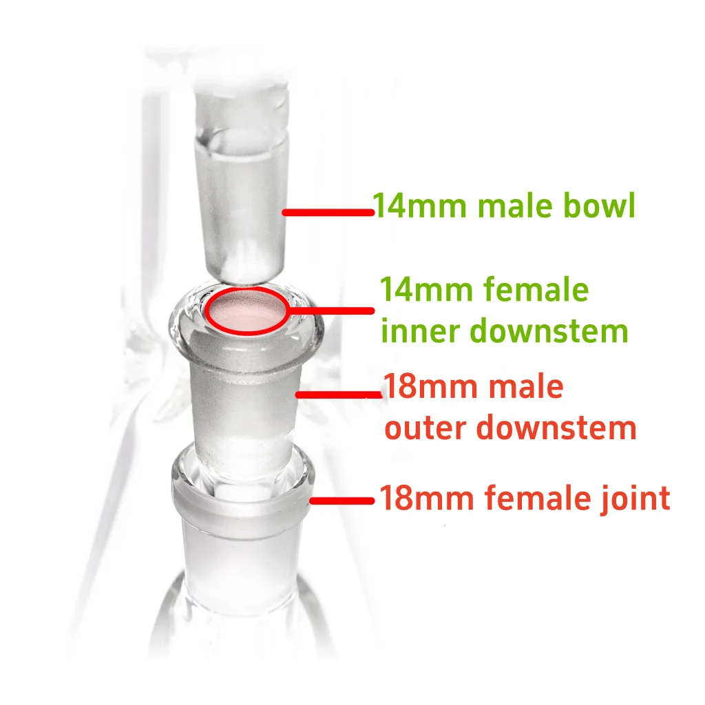 5-Arm Tree Perc Borosilicate Glass Downstem, 18mm to 14mm, 2.5–4.5 Inch - Image 4
