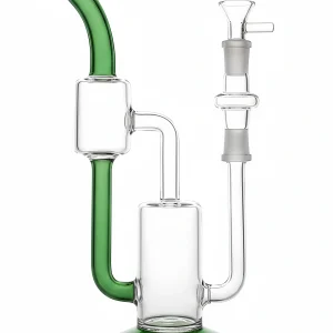 11 Inch Green Dual-Chamber Recycler Glass Bong