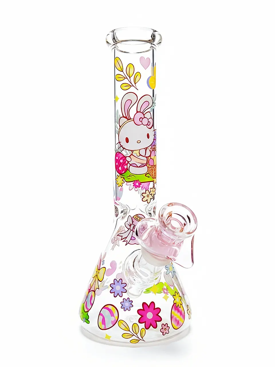 10-Inch Easter Sanrio Beaker Glass Bong with Pink Bowl