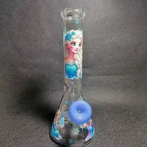 10 Inch Elsa Snowflake Beaker Glass Bong
