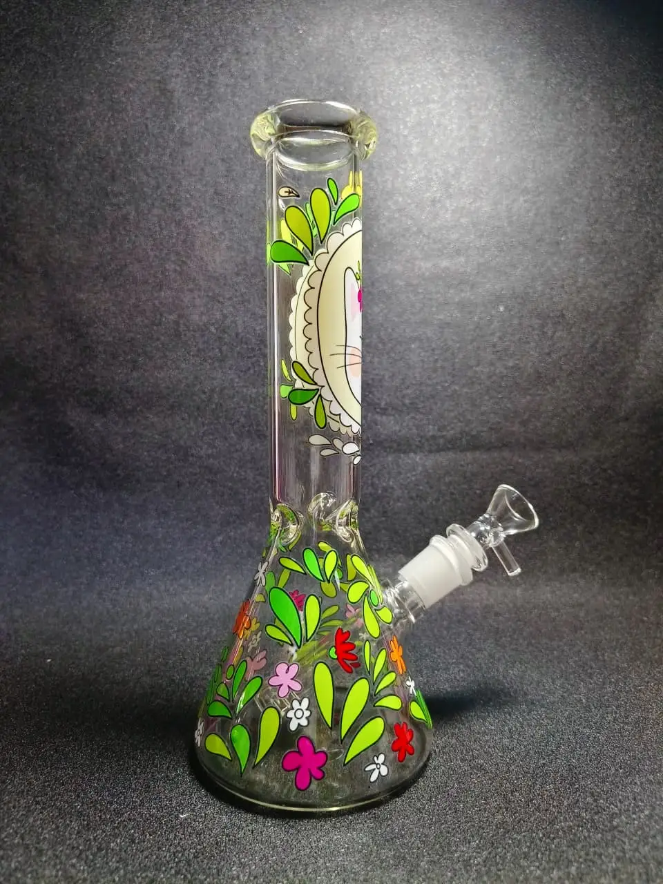 10 Inch Flower Crown Cat Beaker Glass Bong - Image 2