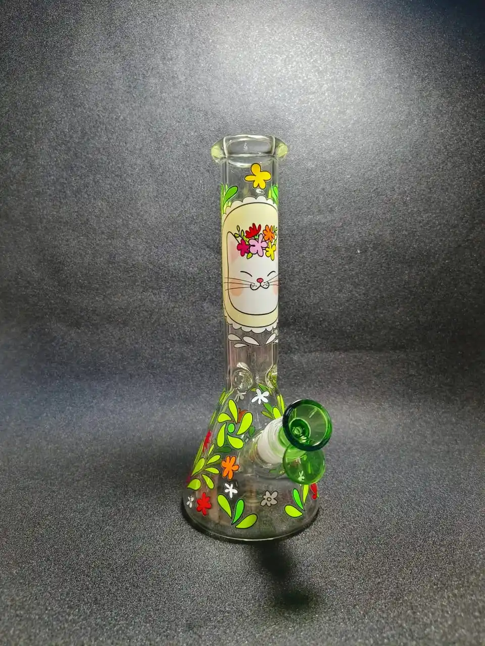 10 Inch Flower Crown Cat Beaker Glass Bong - Image 5