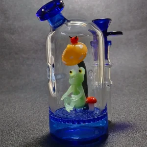 6 Inch Frog Mushroom Forest Fantasy Glass Bong Designer Sample